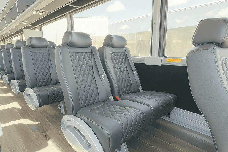 interior of Warwick Minibus Company charter bus