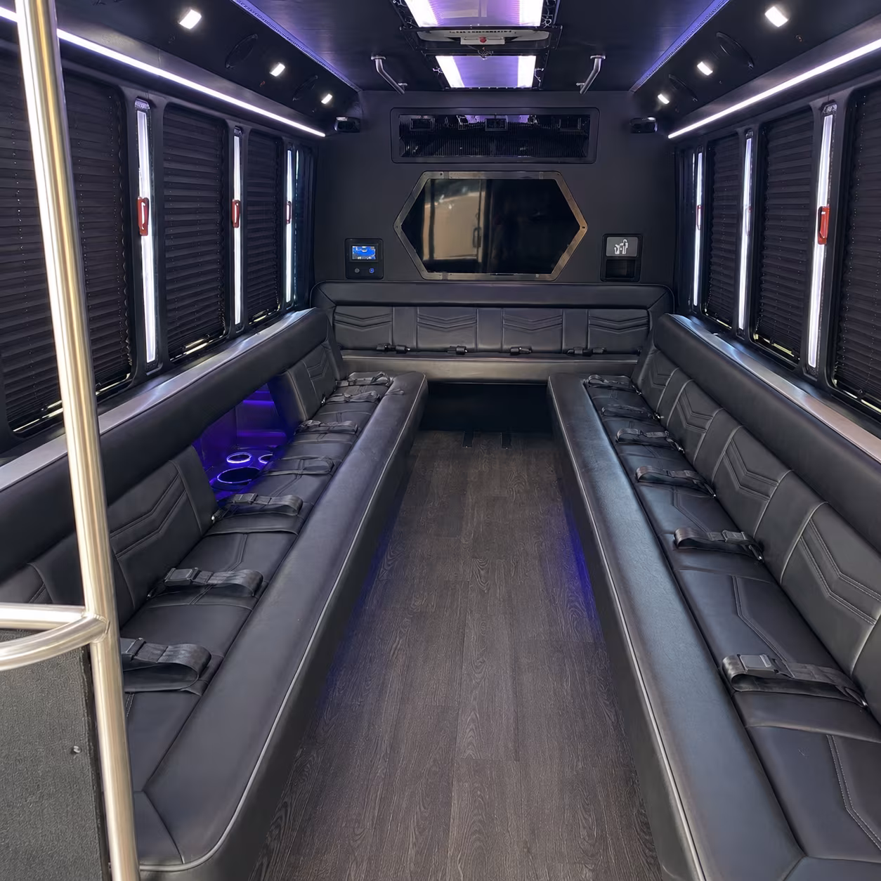 warwick 18 passenger party bus interior