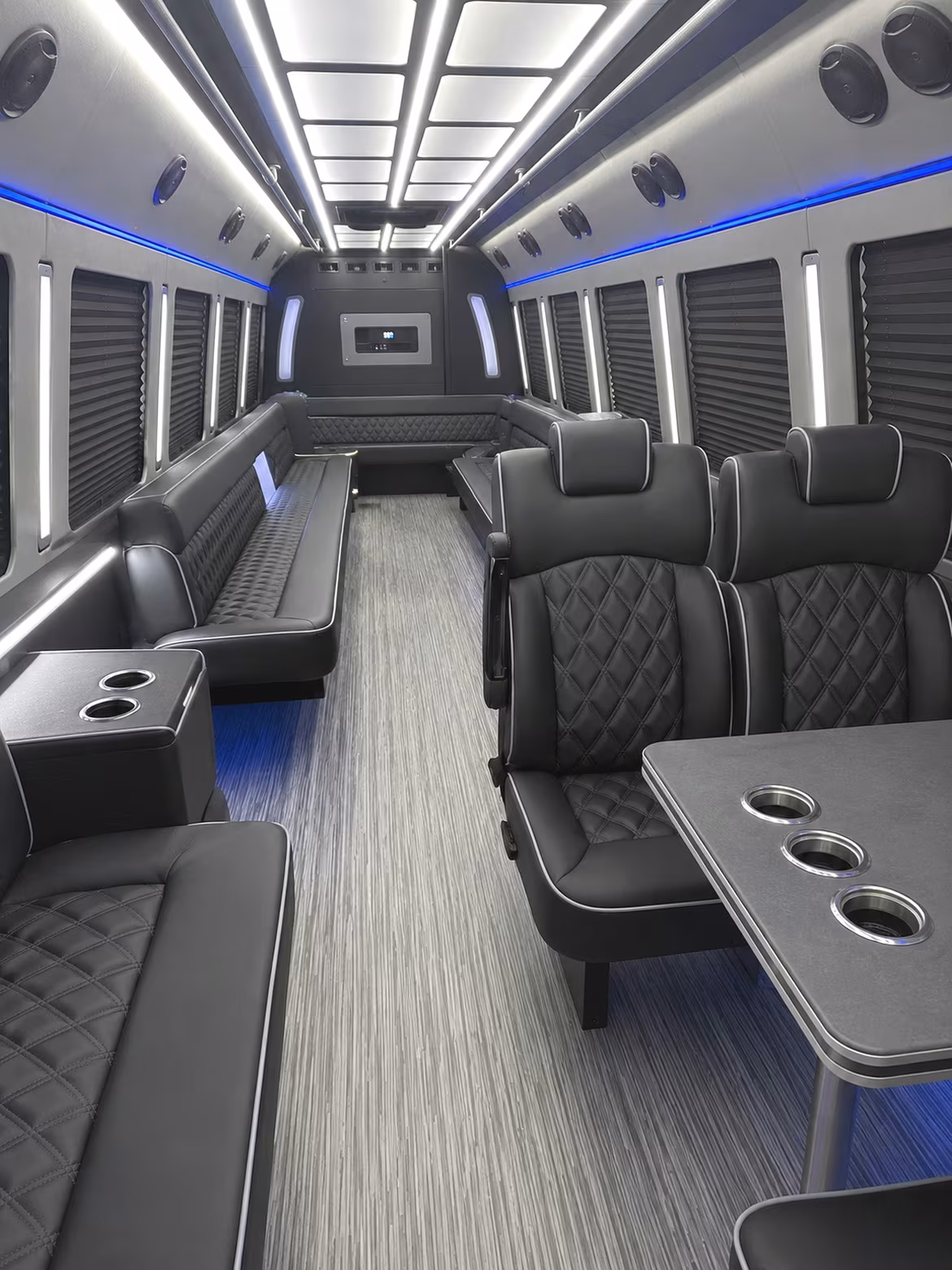warwick 25 passenger party bus inside