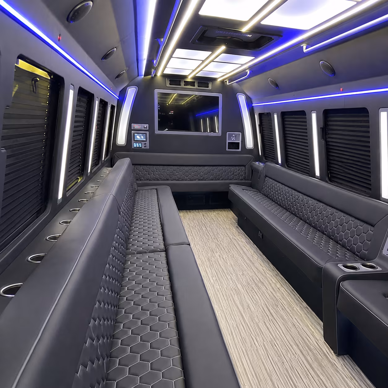 warwick 40 passenger party bus inside
