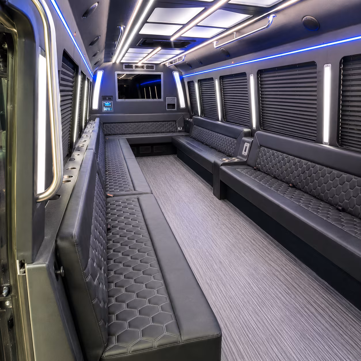 warwick 40 passenger party bus interior